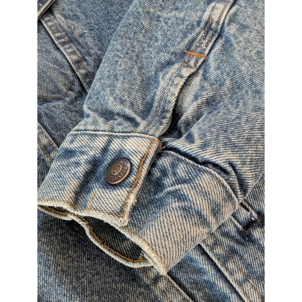 VTG 80s Levis Sherpa Lined Denim Trucker Jacket USA Made 70608 42R Streetwear - Picture 16 of 16